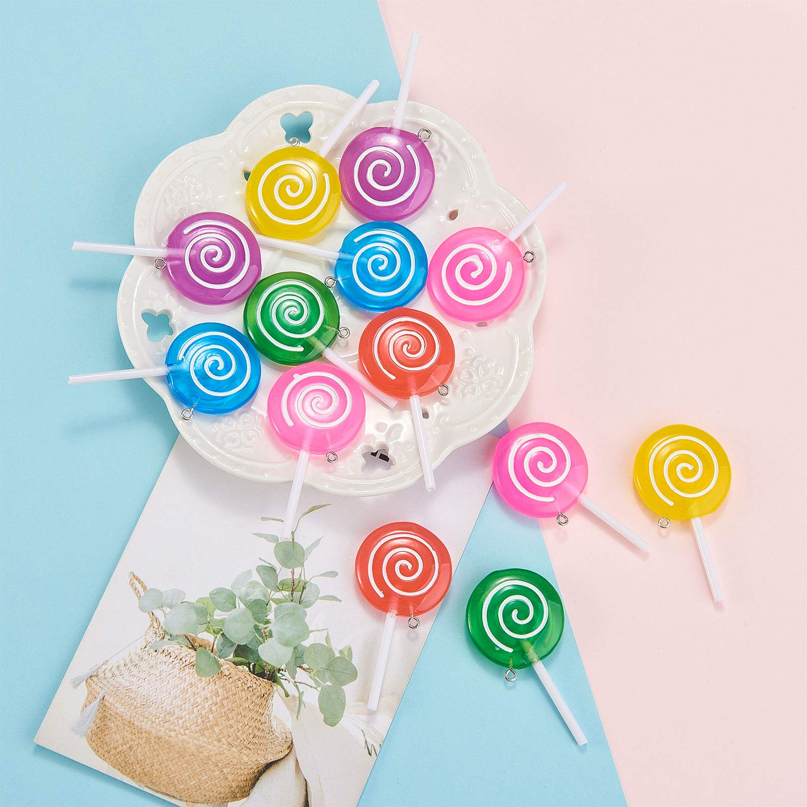 淡いラベンダーカラー 紫陽花ロリポップキャンディー フェイクスイーツ Amazon | Abaodam シミュレーショングリッターロリポップ 10個